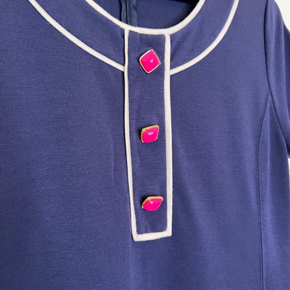 Lilly Pulitzer Dress Navy Shift Dress with Pink Buttons - Picture 3 of 6
